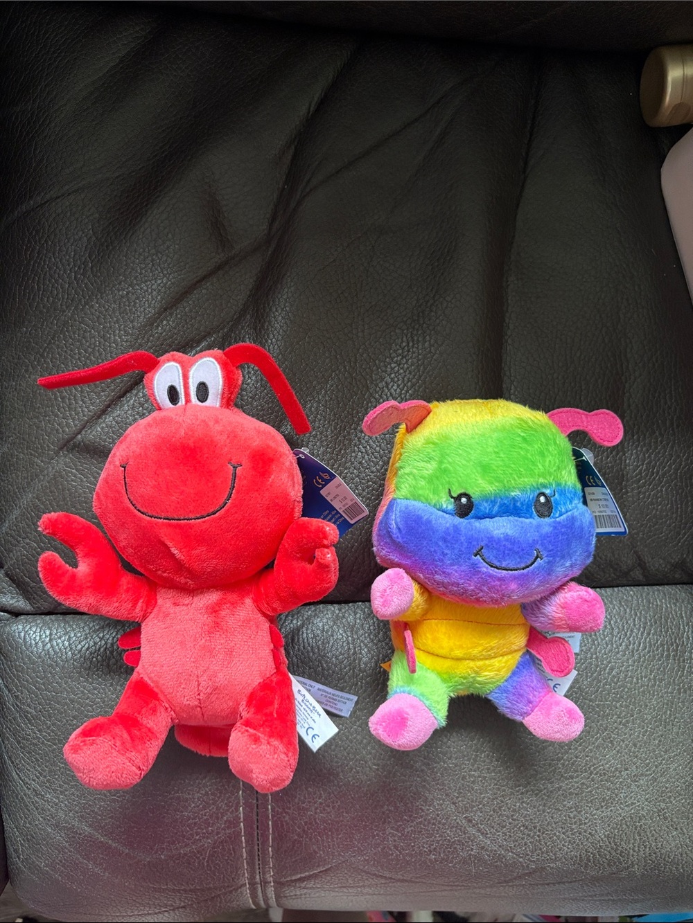 Build a bear buddies set of two rainbow caterpillar and lobster